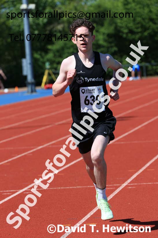 Mens under-20s 1500 metres 2025 North Eastern Track and Field Champs., Shildon, County Durham. Photo: David T. Hewitson/Sports for All Pics